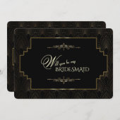 Glam金ゴールドアールデコ1920s Be My Bridesmaid 招待状 (正面/裏面)