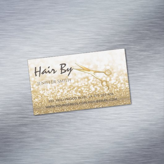 Glam金ゴールドエレガントモダン《写真》ぼけ味鋏 マグネット名刺 (インサイチュ)