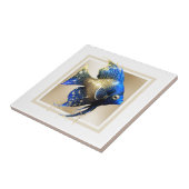 Glam金ゴールドエンジェルフィッシュブルー航海のマリンリーフ タイル (側面)