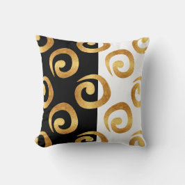 Glam金ゴールドカール付き白黒 クッション