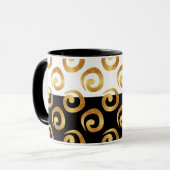 Glam金ゴールドカール付き白黒 マグカップ (正面左)