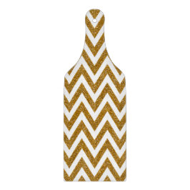 Glam金ゴールドグリッターとホワイトシェブロンストライプ カッティングボード