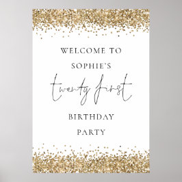 Glam金ゴールドグリッターへようこそ21st誕生日 ポスター