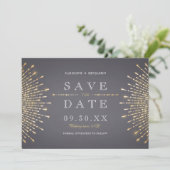 Glam金ゴールドグリッターアートデコヴィンテージウェディング セーブザデート (スタンド正面)