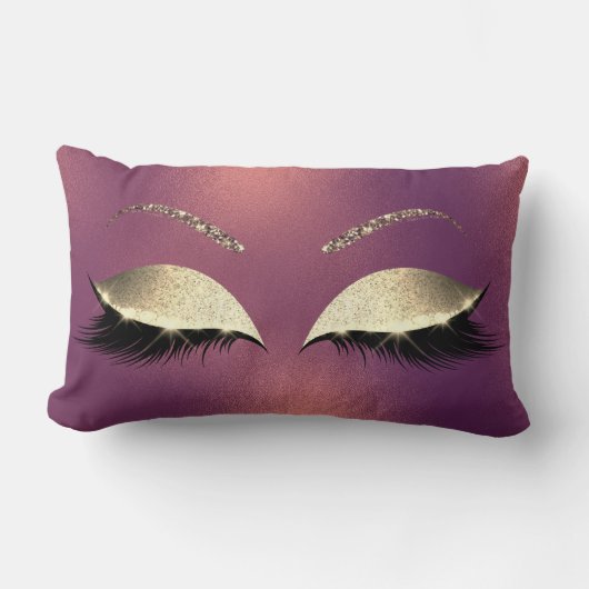 Glam金ゴールドグリッターグラムメイクアップラッシュコッパー ランバークッション (正面)