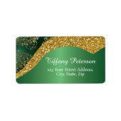 Glam金ゴールドグリッターグリーンメタリックアドレス ラベル (正面)