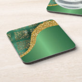 Glam金ゴールドグリッターグリーンメタリックフェスティバル コースター (左側)