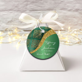 Glam金ゴールドグリッターグリーンメタリック結婚ズ フェイバータグ