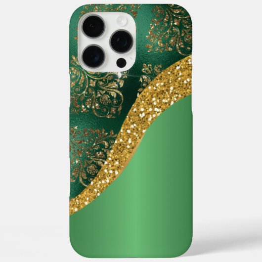 Glam金ゴールドグリッターグリーンメタリック Case-Mate iPhoneケース (裏面)
