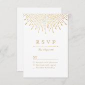 Glam金ゴールドグリッターデコヴィンテージウェディングRSVP 出欠カード (正面/裏面)