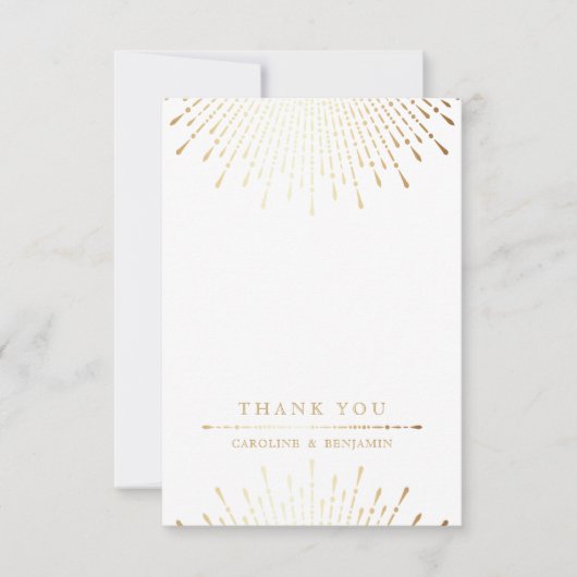 Glam金ゴールドグリッターデコヴィンテージ感謝していウェディングユー サンキューカード (正面)
