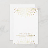 Glam金ゴールドグリッターデコヴィンテージ感謝していウェディングユー サンキューカード (正面/裏面)