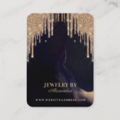 Glam金ゴールドグリッタードリップジュエリーイヤリングディスプレイ 名刺 (正面)