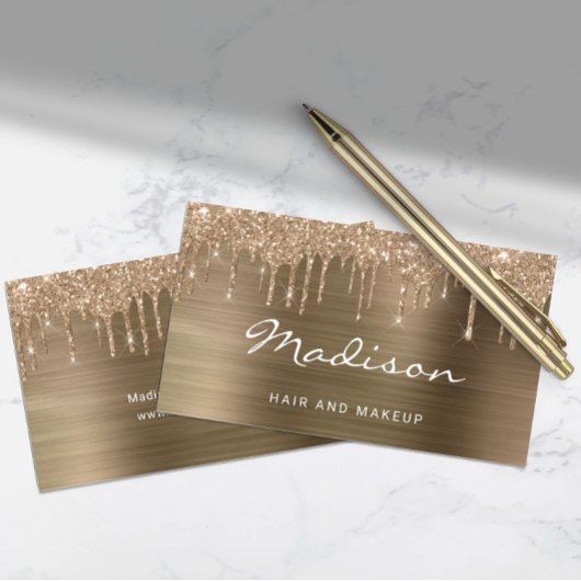 Glam金ゴールドグリッタードリップスタイリスト 名刺