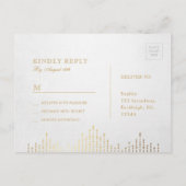 Glam金ゴールドグリッターネイビーデコヴィンテージウェディングRSVP インビテーションポストカード (裏面)