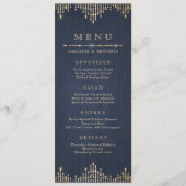 Glam金ゴールドグリッターネイビーデコヴィンテージ結婚式メニュー メニュー (正面)