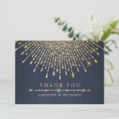 Glam金ゴールドグリッターネイビー結婚デコ感謝していのユーザ サンキューカード (スタンド正面)