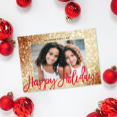 Glam金ゴールドグリッターハッピーホリデーズスクリプト1写真 シーズンカード