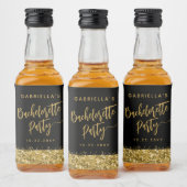 Glam金ゴールドグリッターバチェロレッテ花嫁の名前 リキュールボトルラベル (ボトル)