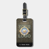 Glam金ゴールドグリッタービジネスカスタムロゴ、QRコード ラゲッジタグ (正面縦)