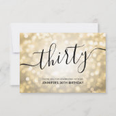 Glam金ゴールドグリッターライト30th誕生日ありがとう サンキューカード (正面)