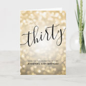 Glam金ゴールドグリッターライト30th誕生日ありがとう サンキューカード (正面)