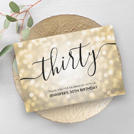 Glam金ゴールドグリッターライト30th誕生日ありがとう サンキューカード