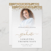 Glam金ゴールドグリッター写真2024卒業 案内状 (正面/裏面)