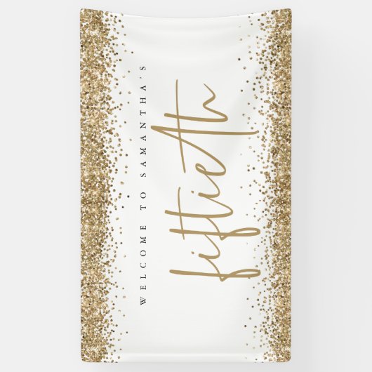 Glam金ゴールドグリッター名ウェルカム50号 横断幕 (縦)