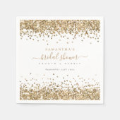 Glam金ゴールドグリッター名日付ブライダルシャワー スタンダードカクテルナプキン (正面)