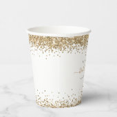 Glam金ゴールドグリッター名日付ブライダルシャワー 紙コップ (右)