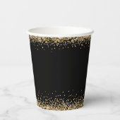 Glam金ゴールドグリッター名日付30番目のパーティーブラック 紙コップ (裏面)