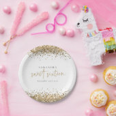 Glam金ゴールドグリッター名日付Sweet sixteen ペーパープレート (パーティー)