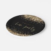 Glam金ゴールドグリッター名Henパーティーブラック ペーパープレート (アングル)