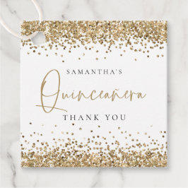 Glam金ゴールドグリッター名Quinceaneraありがとう フェイバータグ