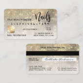 Glam金ゴールドシークイングリッタークレジットカード爪、 ネイル技術 名刺 (正面/裏面)