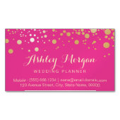 Glam金ゴールドドットデコール – トレンディーホッガーリートピンク マグネット名刺 (正面)