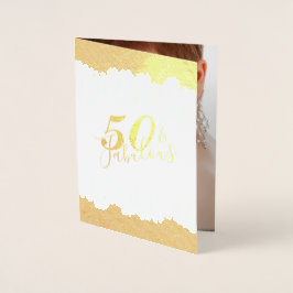 Glam金ゴールドドリップス50 & Fabバースデーパーティイ実在ンInvite 箔カード
