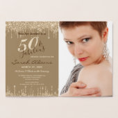 Glam金ゴールドドリップス50 & Fabバースデーパーティイ実在ンInvite 箔カード (内部)