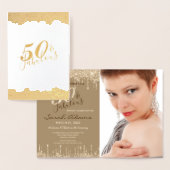 Glam金ゴールドドリップス50 & Fabバースデーパーティイ実在ンInvite 箔カード (ディスプレー)