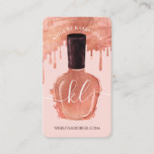 Glam金ゴールドドリップ爪、 ネイルポーランドボトルモノグラムスクリプト 名刺 (正面)