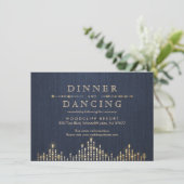 Glam金ゴールドネイビーアートデコヴィンテージウェディング披露宴 エンクロージャーカード (スタンド正面)