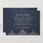 Glam金ゴールドネイビーアートデコヴィンテージウェディング披露宴 エンクロージャーカード (正面/裏面)