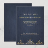 Glam金ゴールドネイビーアートデコヴィンテージウェディング詳細 エンクロージャーカード (正面/裏面)