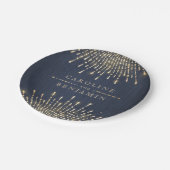 Glam金ゴールドネイビーデコヴィンテージウェディングモノグラム ペーパープレート (アングル)