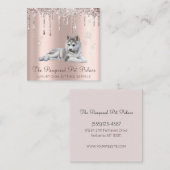 Glam金ゴールドバラグリッタードリップススクリプトペットシッター スクエア名刺 (正面/裏面)