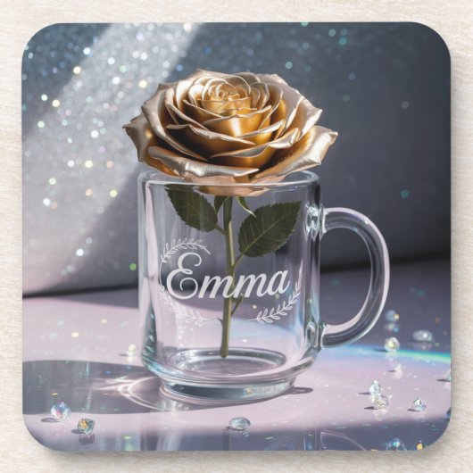 Glam金ゴールドバラプラスチックコースターセット コースター (正面)