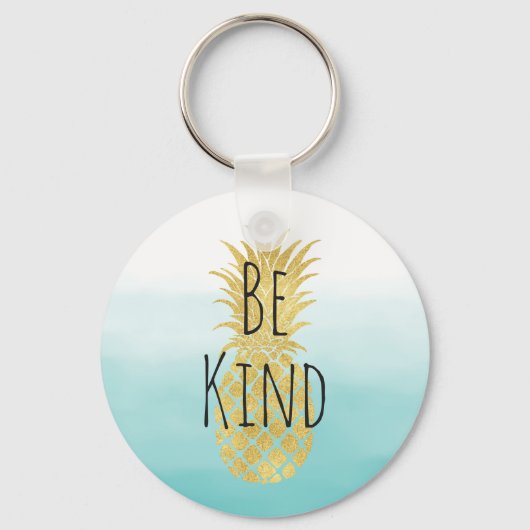 Glam金ゴールドパイナップルアクアウォーターグラデーションカラー キーホルダー (正面)