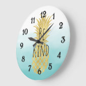 Glam金ゴールドパイナップルアクアウォーターグラデーションカラー ラージ壁時計 (傾斜)