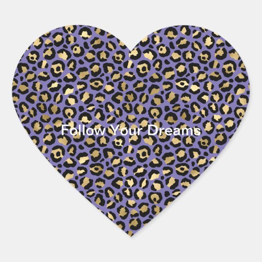 Glam金ゴールドパープルヒョウ ハートシール (正面)